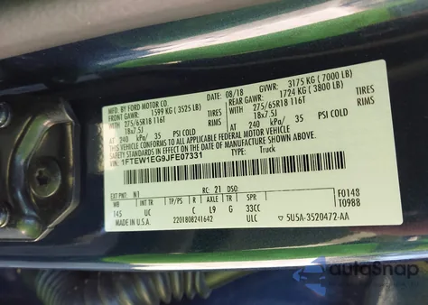 2018 Ford F-150 Xlt из США, поврежденный, VIN 1FTEW1EG9JFE07331